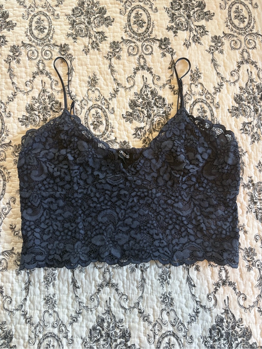 Express Navy Lace Camisole Crop